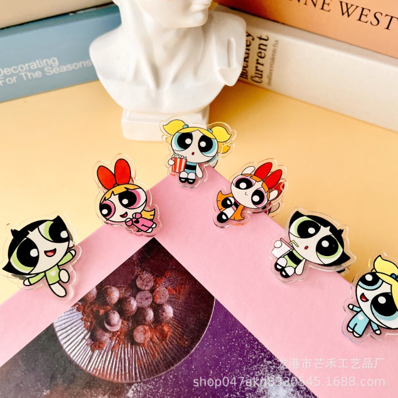 Office Supply Cart - 6 SZT. Kawaii Akrylowe Klipsy Dziewczynki