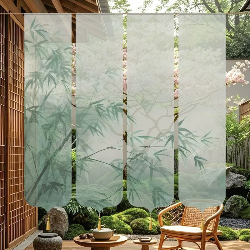 Room Divider Bamboo - Przezroczysta kurtyna działowa z motywem bambusa